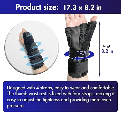 Miniatura 4 de Férula y muñequera para el pulgar Spica, soporte ajustable para tenosinovitis, tendinitis, artritis, esguinces, fracturas, tipo gatillo - Alivio
