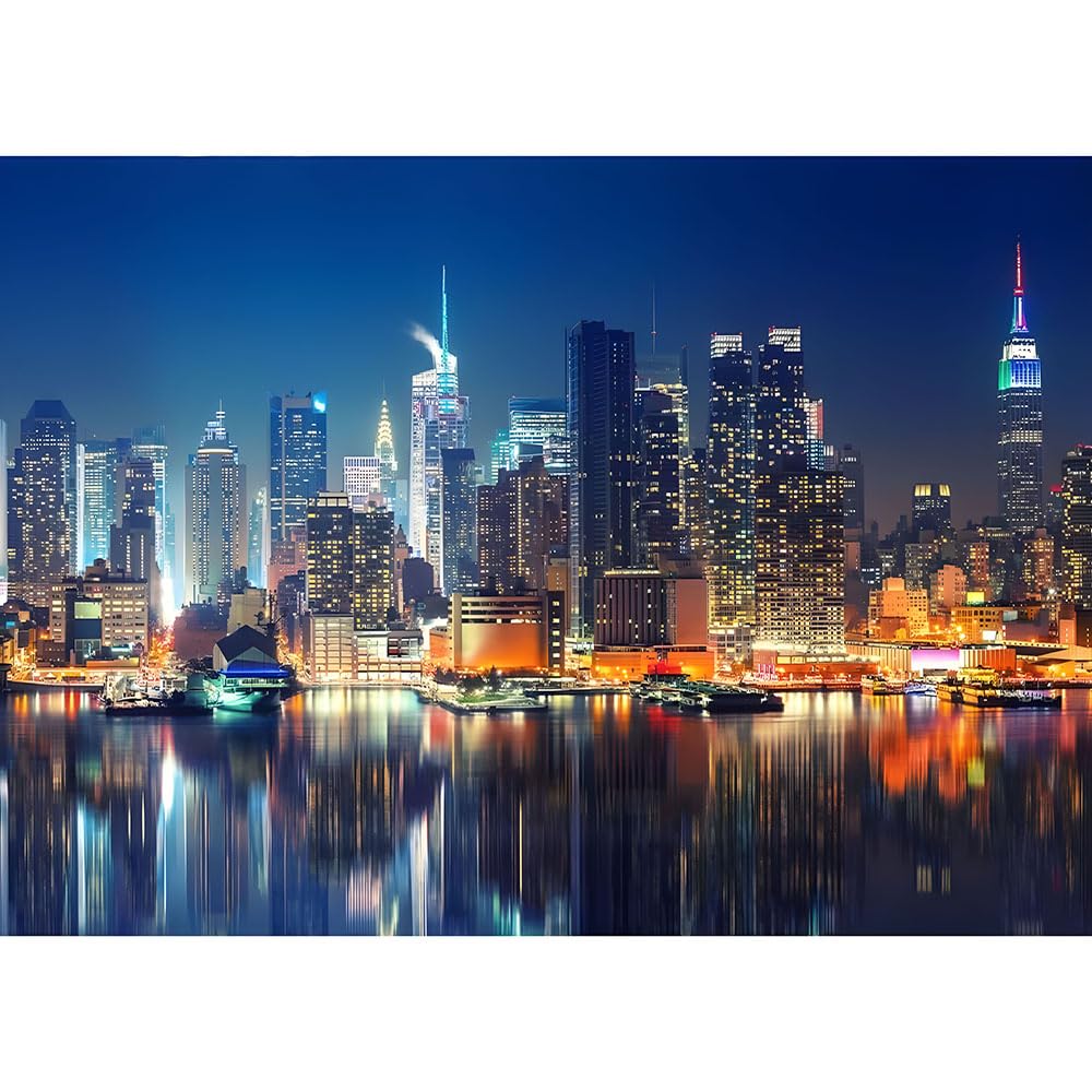 1000（52x38cm）‑Piece Adult Jigsaw Puzzle, New York City Skyline Art Puzzle, Suitable for Adult Stress Relief, Leisure Games and Home Wall Decoration