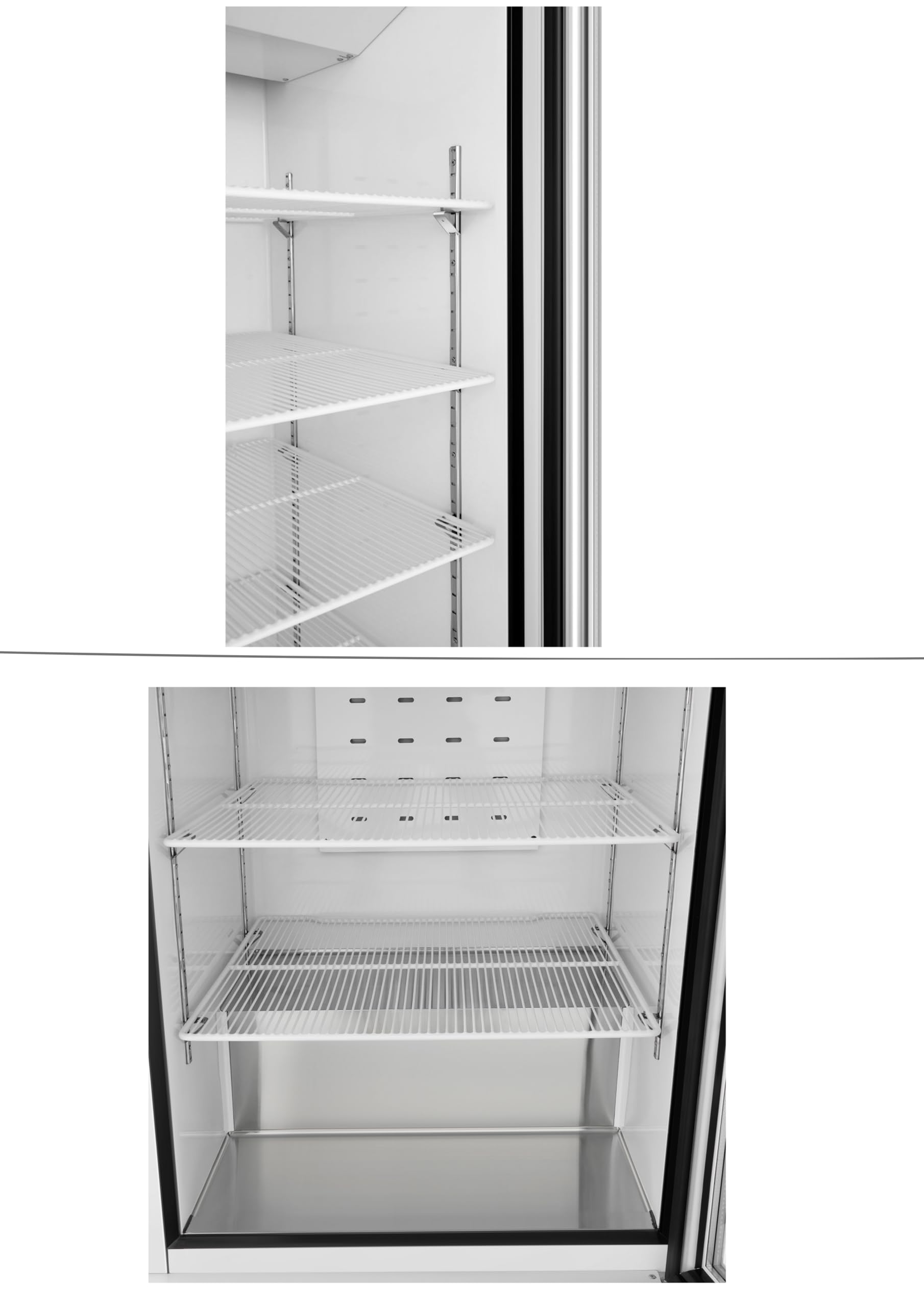 METRO Professional Congelatore con Porta in Vetro GFR6600G, 380L, 5 Ripiani, Illuminazione LED, Serratura, 2 Ruote, Bianco
