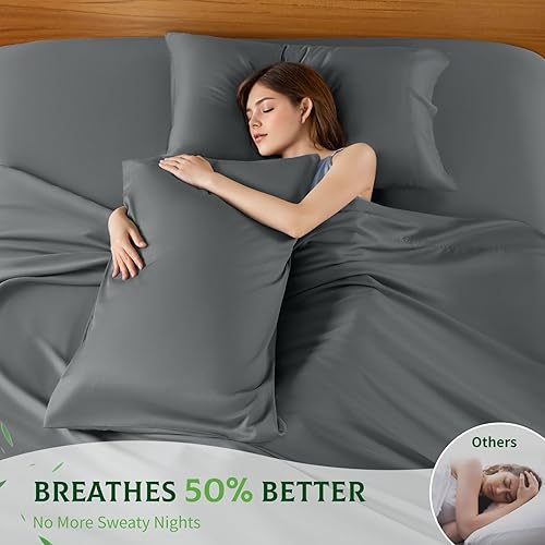 Miniatura 4 de SONORO KATE Juego de sábanas 100% algodón egipcio, 1000 hilos altos, sábanas de lujo de satén de hotel de 5 estrellas, suaves y transpirables, para