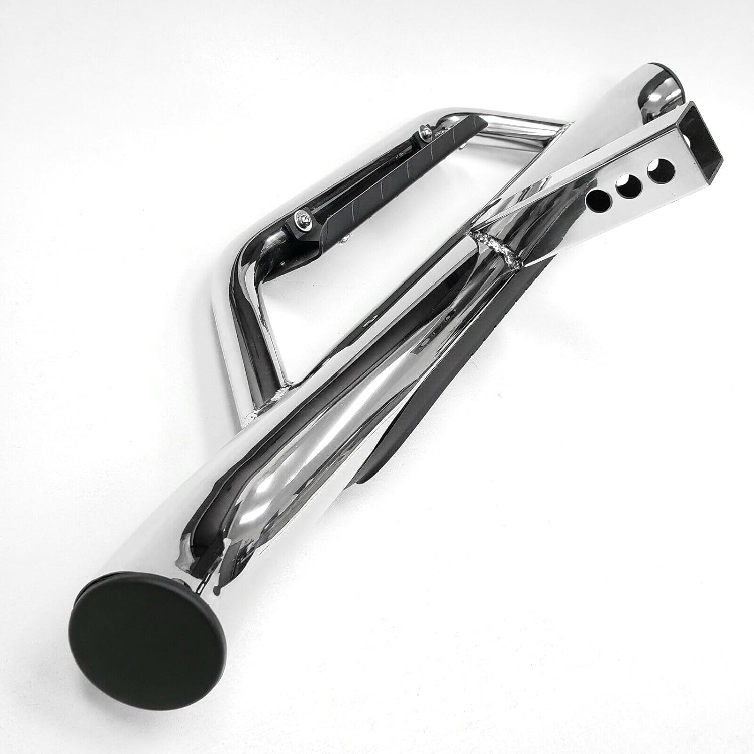 Stainless Steel 36" Curved End Round Tube w/Plastic Step Pad w/Dropped Metal Plate Tow Hitch Step w/Hitch Pin & Anti-Rattle Plate fits 2" Receiver SUV Truck Trailer / 350lb Weight Capacity