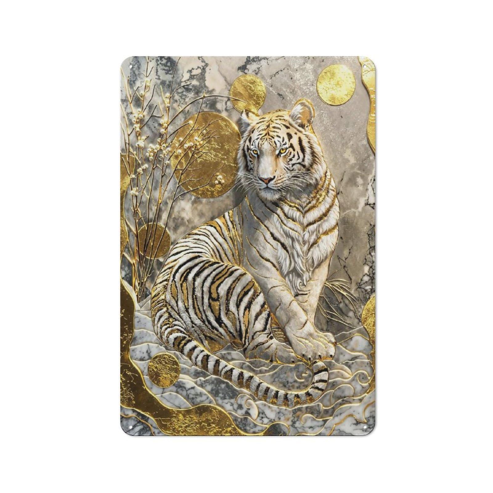 Nostalgic Decorative Tin Plaque 30x20cm Featuring Elegant Tiger Majesty, Classic Pub Decor for Cafe, Pub, Workshop Or Home Bar