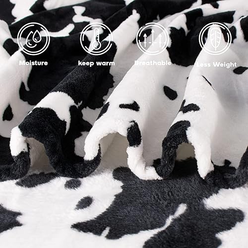 Miniatura 3 de Manta con estampado de vaca blanca y negra, manta de forro polar ligera con estampado de vaca, sofá de 50 x 60 pulgadas, regalo perfecto de vaca