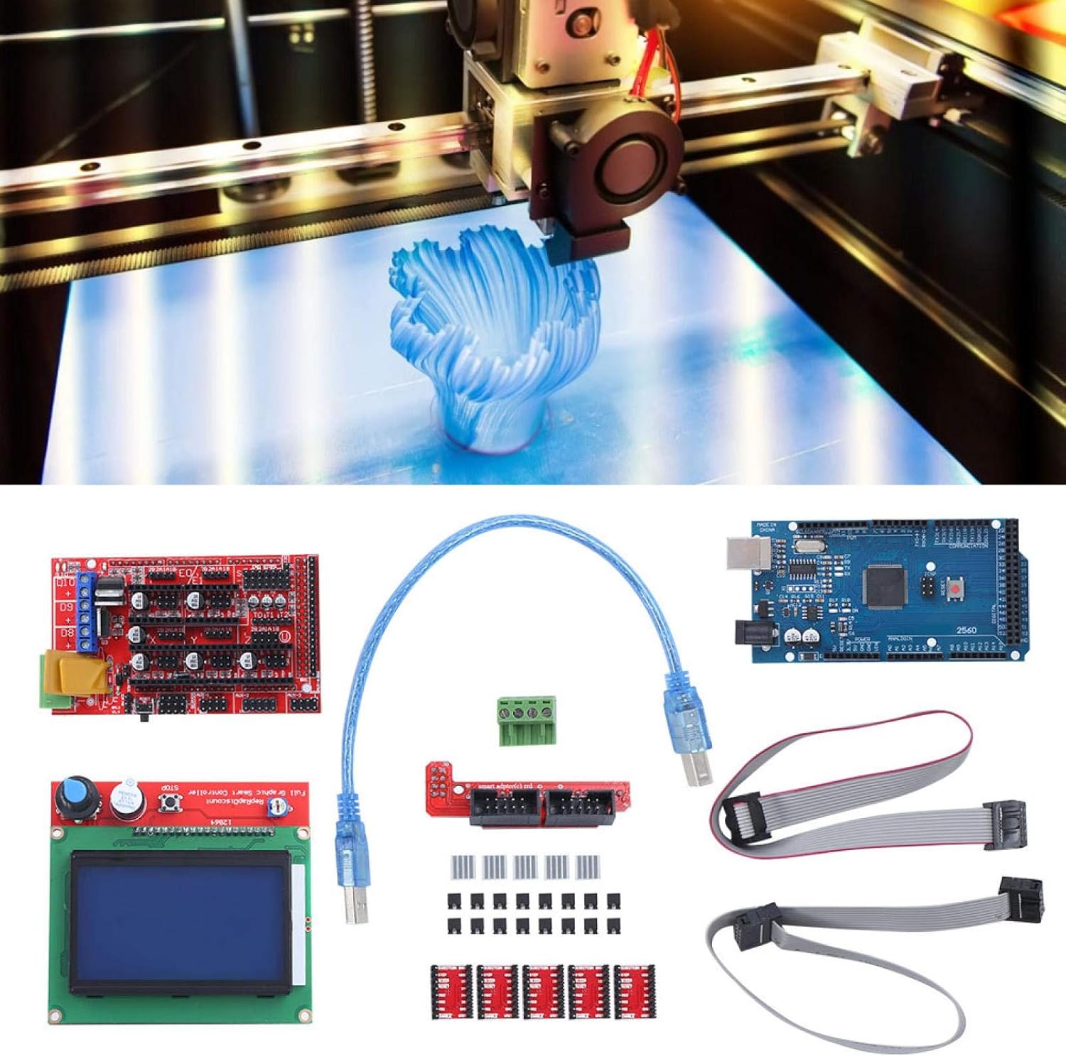 12864 LCD Graphic Smart Display Controller Module With Adapter