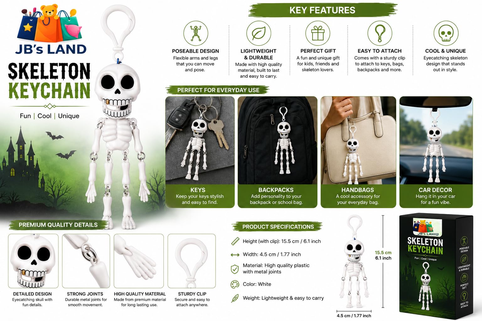 Funny Skeleton Keychain - Movable Joints -3