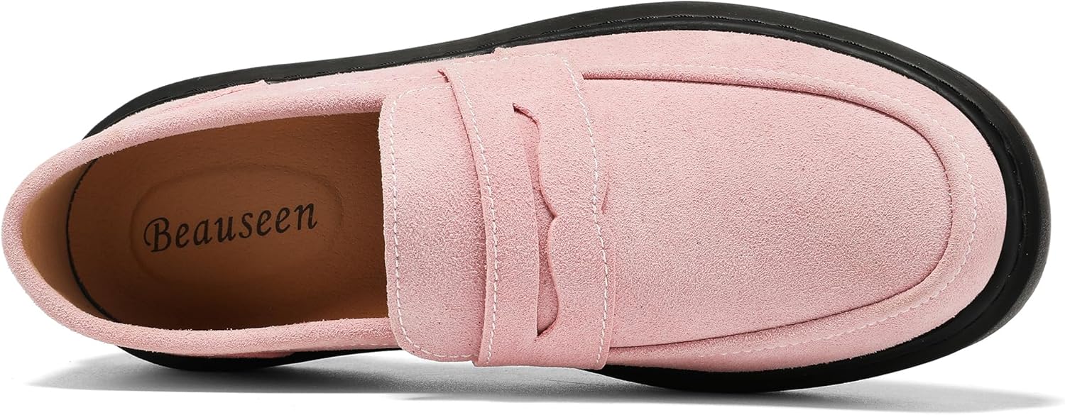 BEAUSEEN Women's Suede Penny Loafers Casual Lightweight Slip On - Comfortable Walking Shoes,Chic Flat for Work & Travel - Image 4