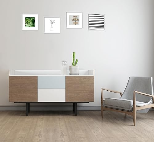 Vista 150 de Golden State Art - Marcos de fotos de metal de 8 x 10 pulgadas con paspartú para fotos de 5 x 7 - Juego de 4 portarretratos de aluminio de 8 x 10