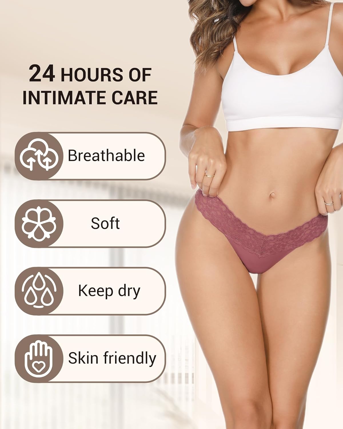 UGDUCK Lace Thongs for Women, Seamless Thong Underwear Women Lace Panties No Show Thongs for Women 6 Pack : Clothing, Shoes & Jewelry