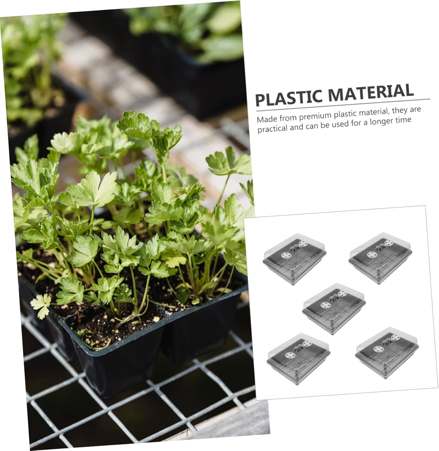 Totority 5sets Plastic Plant Germination Tray Dome Cover Reusable Nursery Box for Flowers and Vegetables for Greenhouse Gardening and Propagation