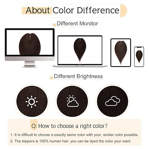 Miniatura 6 de SEGO Toppers de cabello humano para mujer con cabello fino, 2.8 x 5.1 in, base de seda, 100% cabello humano real, clip en la parte superior, piezas