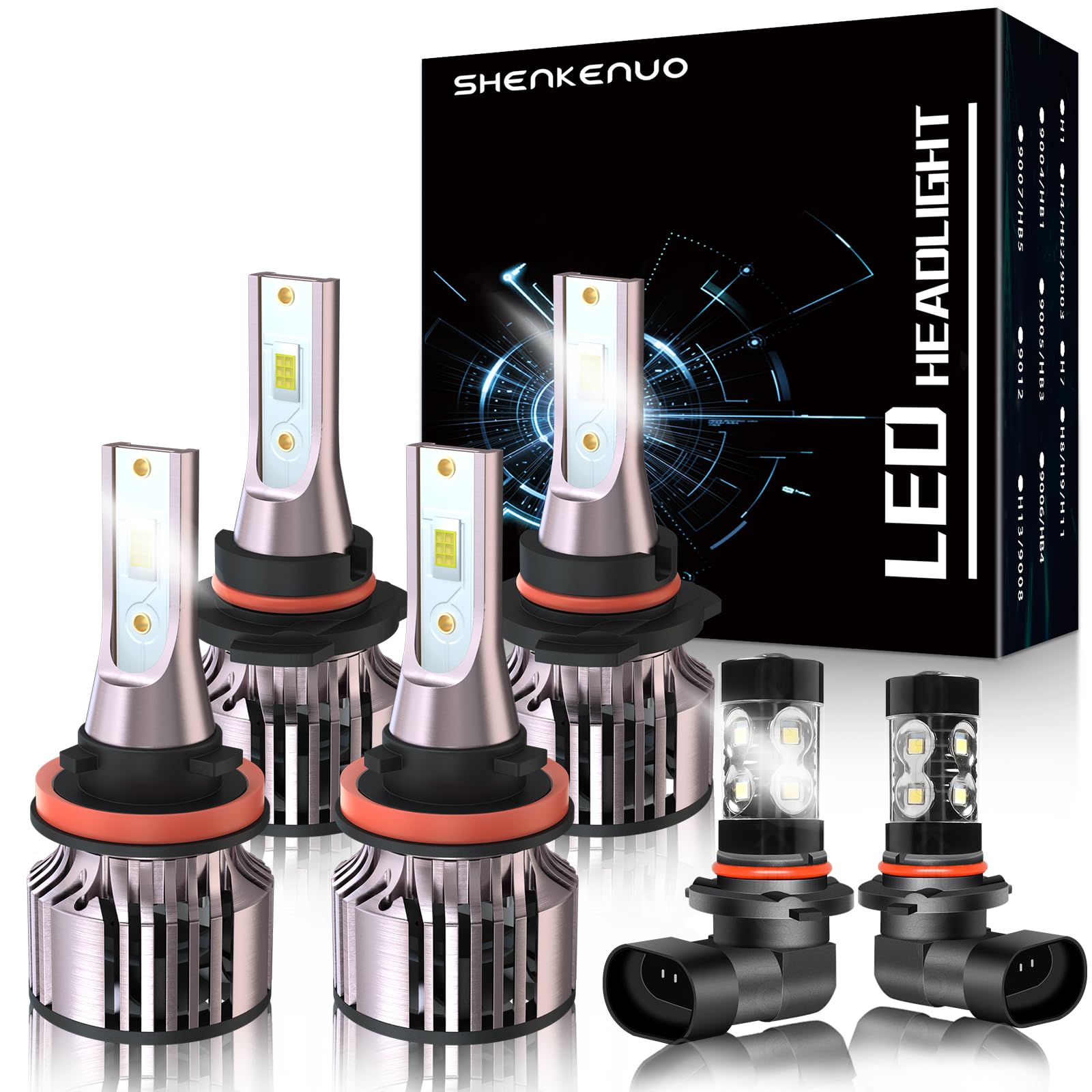 SHENKENUO Fit For FORD F-150 (2015-2023) 9005 High Beam + H11 Low Beam Halogen Replacement LED Bulbs Combo + 9140 LED Fog Light Bulbs,6500K Cool White Plug-n-Play,Pack of 6
