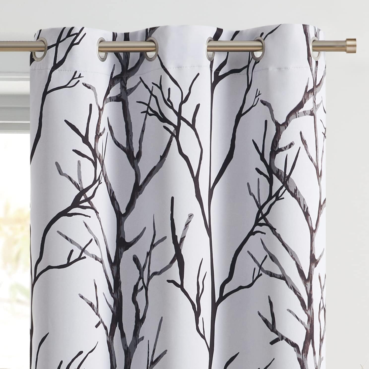VCNY Home - Blackout Curtain Single Panel, Tree Print Window Treatment with Grommet Top, (Kingdom Ivory, 42" x 84")