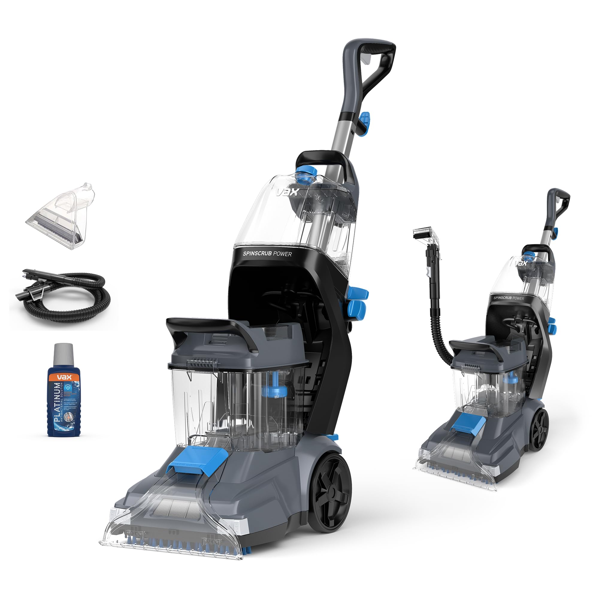 Vax SpinScrub Power Carpet Cleaner, Carpet Cleaning Machine, Stain Remover, 6 Year Guarantee, XL Capacity, Quick Dry Time, Deep Clean, Grey/Navy Blue, CDCW-SSXS