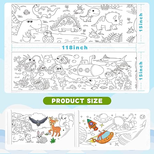 Miniatura 2 de Rollo de dibujo para niños, rollo de papel para colorear para niños, rollos de papel de dibujo de pintura adhesiva para niños pequeños, regalo de