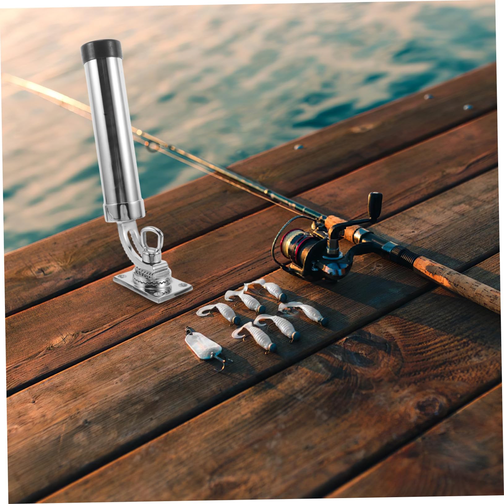 Mipcase Supporto Per Canna Da Pesca in Acciaio Marino Rotante Staffa Di Montaggio Su Ponte Per Barca Yacht e Kayak Design Stabile e Compatibile
