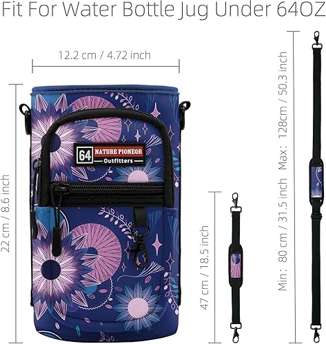 Miniatura 9 de NATURE PIONEOR Water Bottle Holder with Strap,Water Bottle Carrier Bag Sling Sleeve with Adjustable Shoulder Strap & Handle and Large Phone Pocket