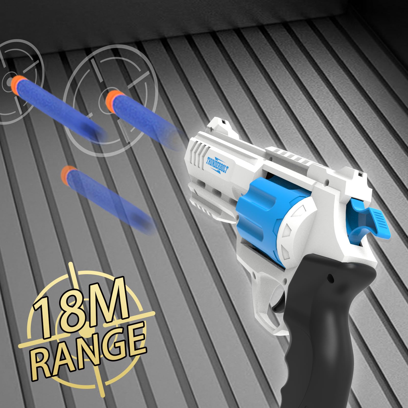 Lot de 2 blasters en mousse pour enfants, 2 blasters et 40 fléchettes, jouets d'extérieur pour garçons et filles à partir de 8 ans, jeu de tir avec tambour de 8 coups