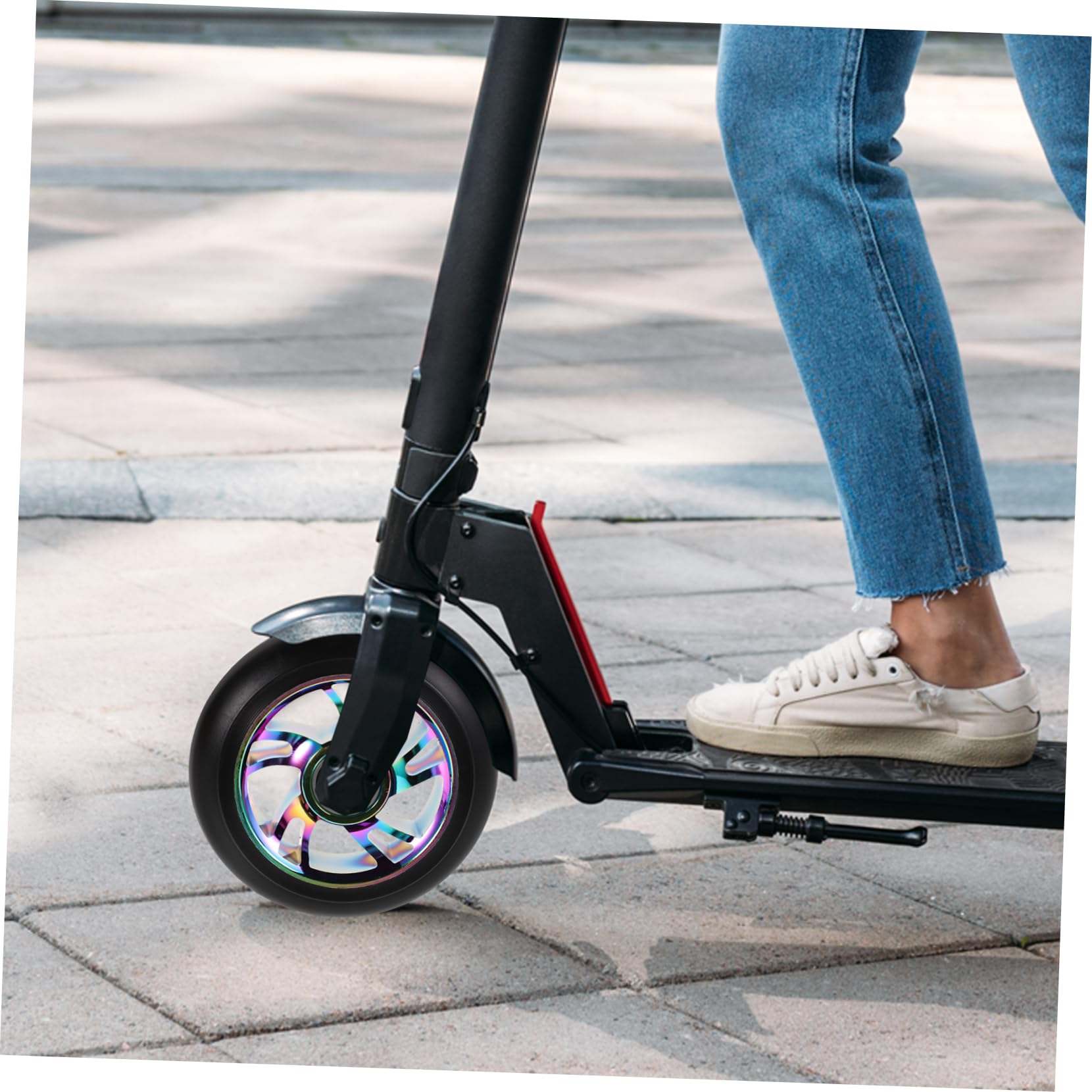 ibasenice Ruedas de Patinete Iluminación Led, Repuesto de Aleación de Aluminio para Kick Scooter, 2 Piezas, Mayor Velocidad y Suavidad