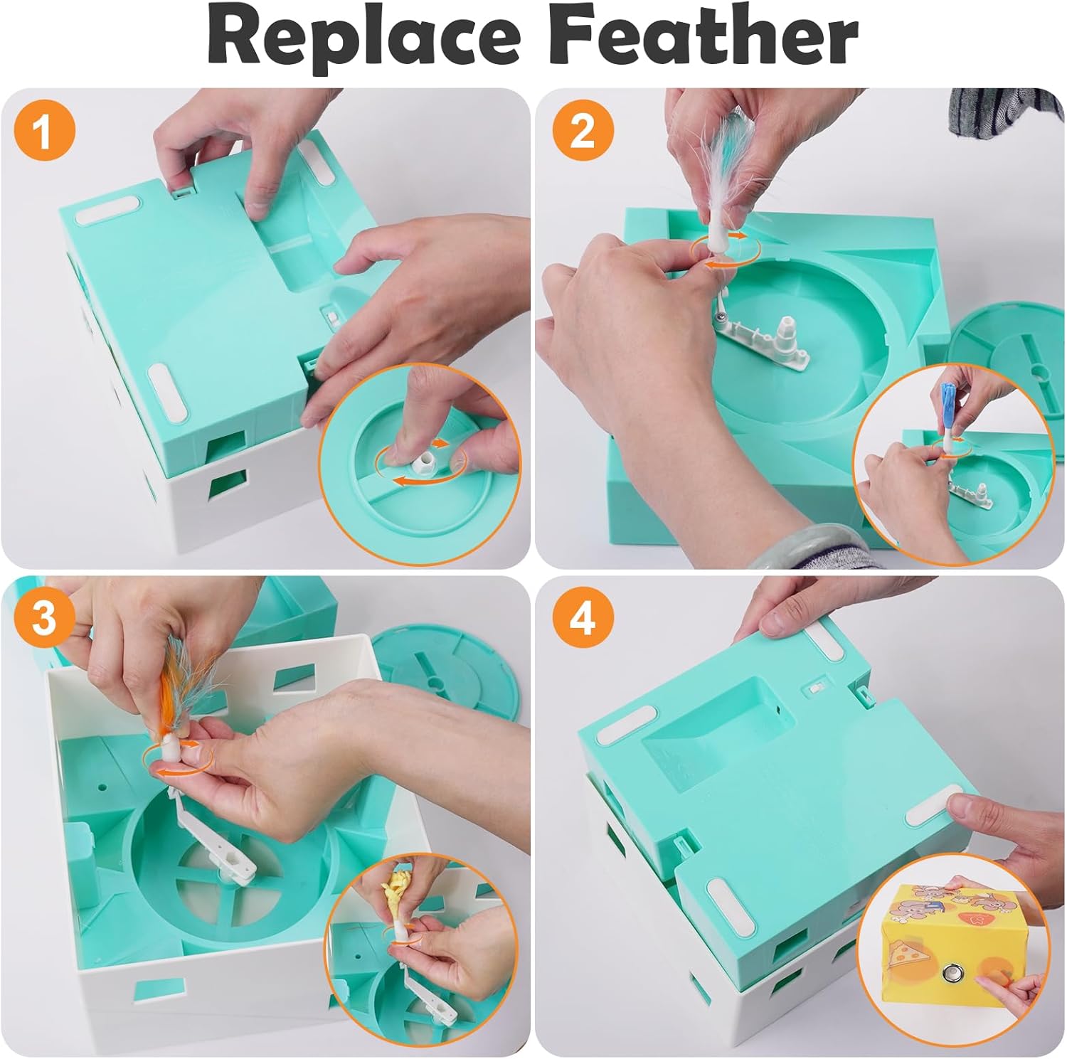 Step-by-step guide on how to replace feathers in the Migipaws Cat Toy