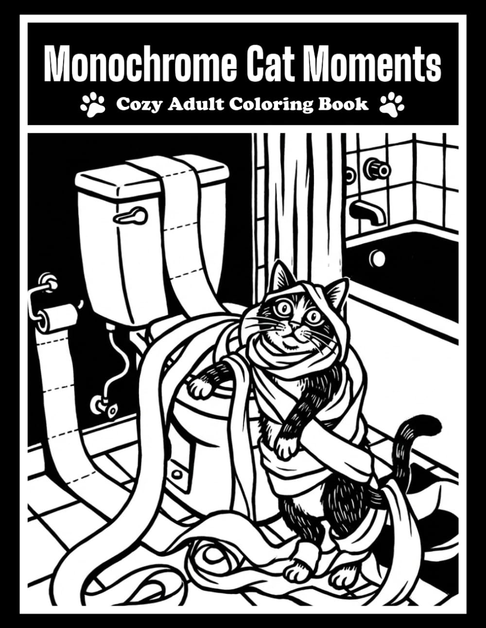 Monochrome Cat Moments: Cozy Adult Coloring Book | One-Color Cat Designs for Relaxation, Stress Relief and Mindful Coloring