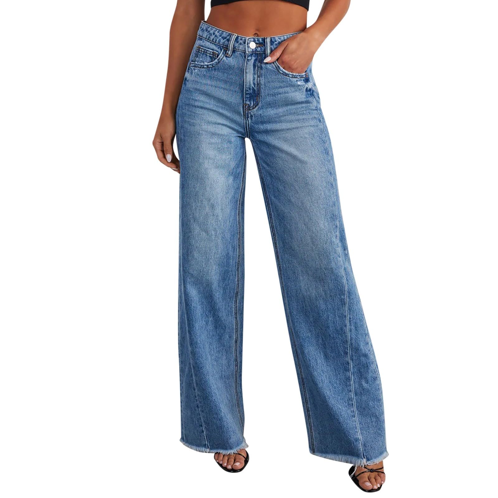 Vaqueros Anchos Mujer Pantalon Vaquero Pantalón Ligero Tejanos Primavera Invierno Pantalones Baggy Ropa Rectos Casual Elasticos Tallas Grandes Jeans