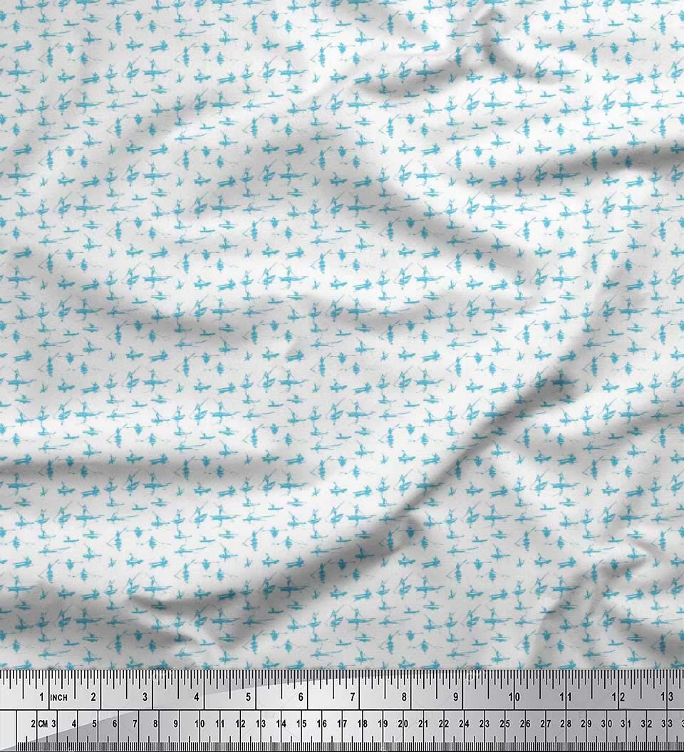 Soimoi Blue Rayon Fabric Men & Yacht Shirting Decor Fabric Printed BTY 56 Inch Wide