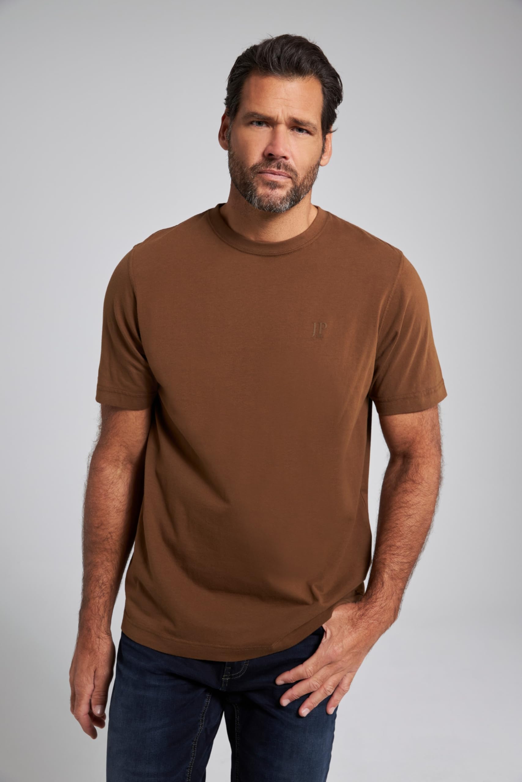 JP 1880 Men's T-Shirts, 2er-Pack T-Shirts Mocha Brown 3XL, 3XL Plus - Image 3