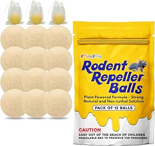 FineFix Moth Balls, 12 Pack Mouse Repellent Balls for Outdoor Use, Natural Rat and Mice Deterrent, Get Rid of Rodents from Garage, RV, Barn, Boat, Garden, and Home