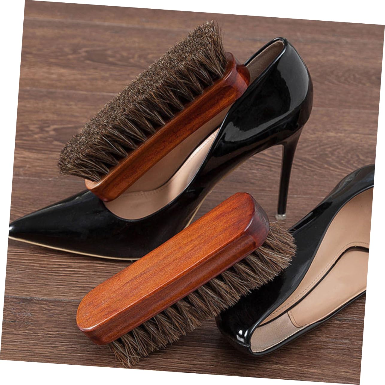 Healvian 5 Series Cepillo Limpiador De Pelo De Caballo De Madera Cepillo para Zapatos Cepillo De Limpieza Herramientas De Limpieza Prácticas Cepillo De Pelo De Caballo para 2 Piezas x 5
