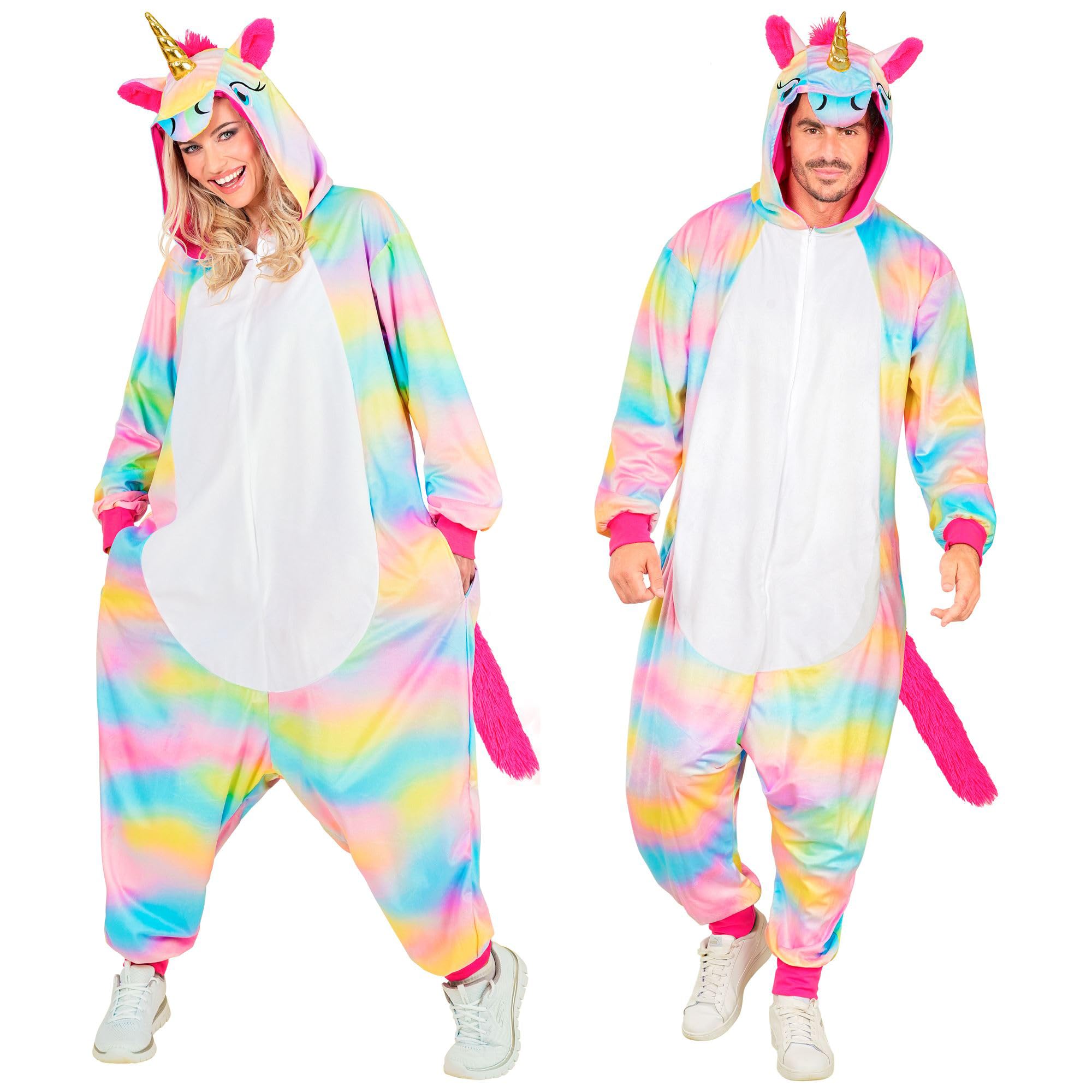 W WIDMANN MILANO Party Fashion - Tier Overall für Erwachsene, weicher Plüsch Jumpsuit mit Kapuze, Tierkostüm für Karneval