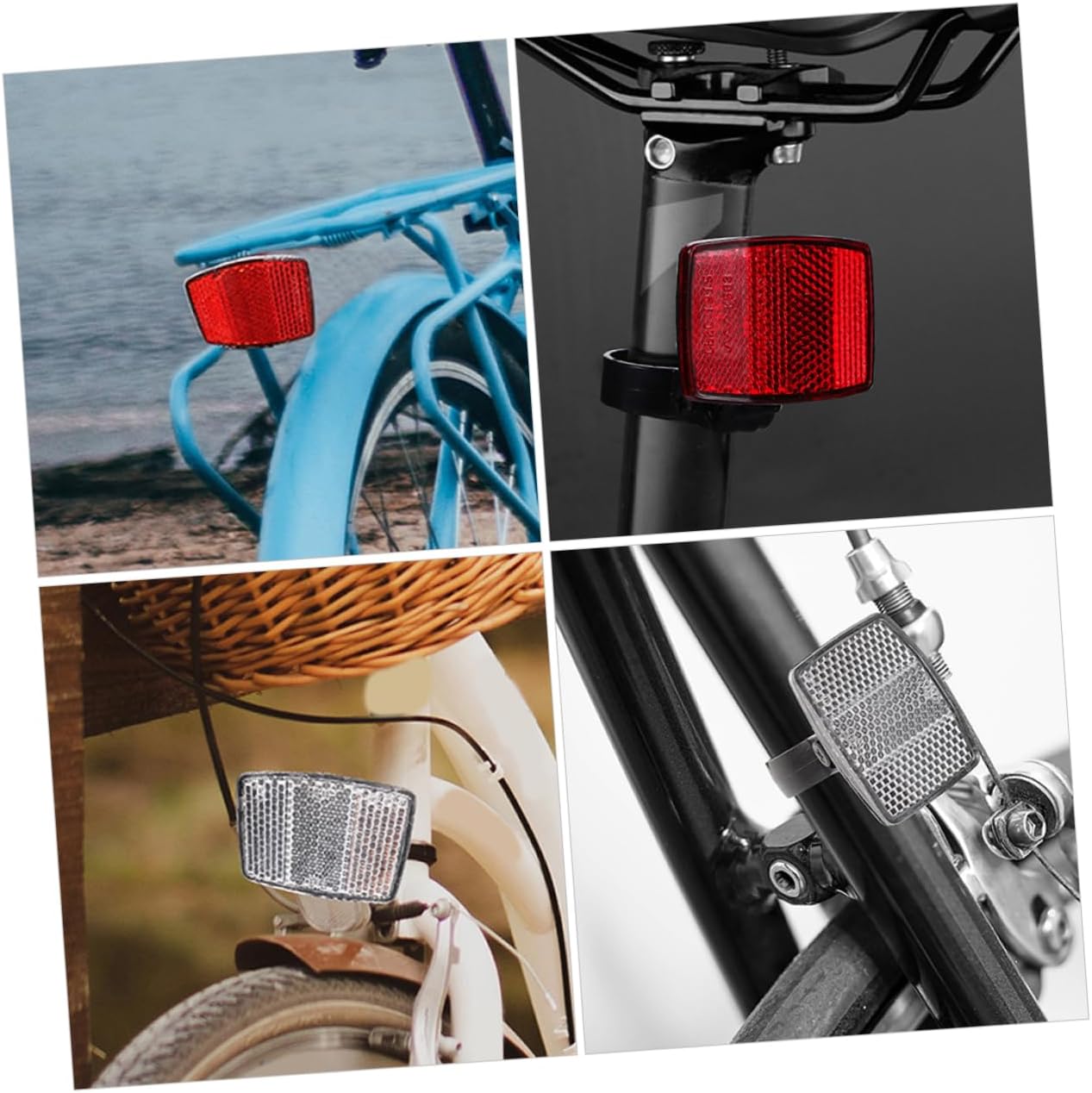 4Pcs Bicycle Reflectors Plastic Reflective Warning Tool Front and Rear Reflectors for Mountain and Road Bikes Essential Safety Accessories for Night Riding