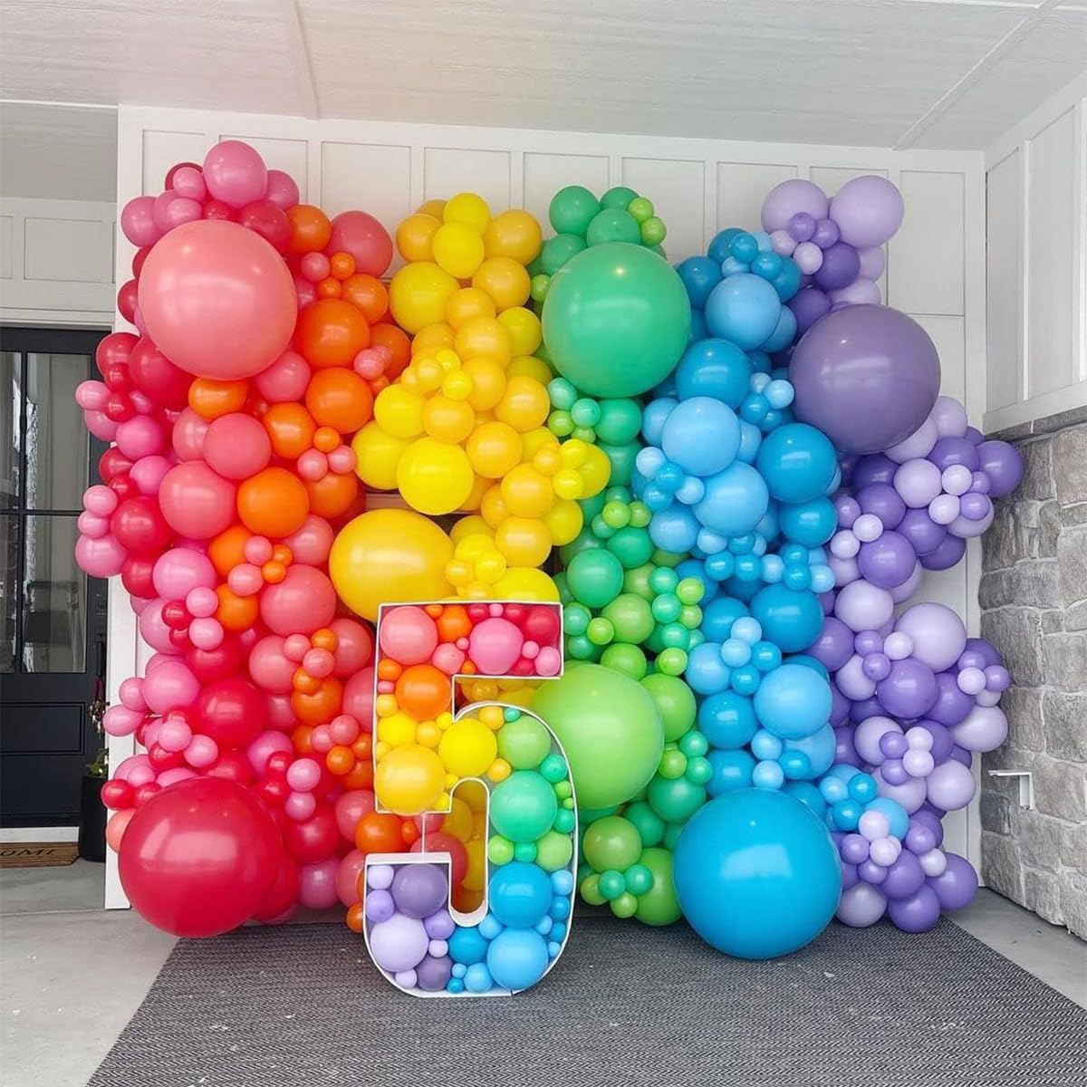 Kelfara Assorted Rainbow Party Balloons - 100 Pack 12 inch Multicolour Latex Balloons Helium Bright Color Balloon for Kids' Birthday Rainbow Party Decorations Baby Shower Wedding Graduation — view 4