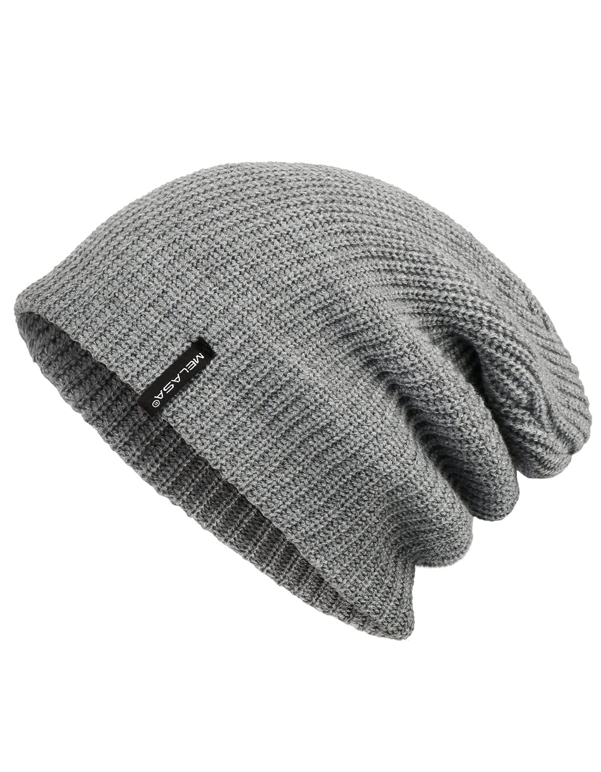 MELASAWomens Beanie Hat, Comfortable and Soft Slouch Cuffed Knitted Hat, Unisex Warm Strecthy Skullcap for Winter