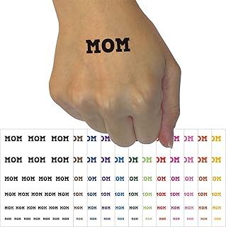 Mom Fun Text Temporary Tattoo Water Resistant Fake Body Art Set Collection - Light Pink (One Sheet)