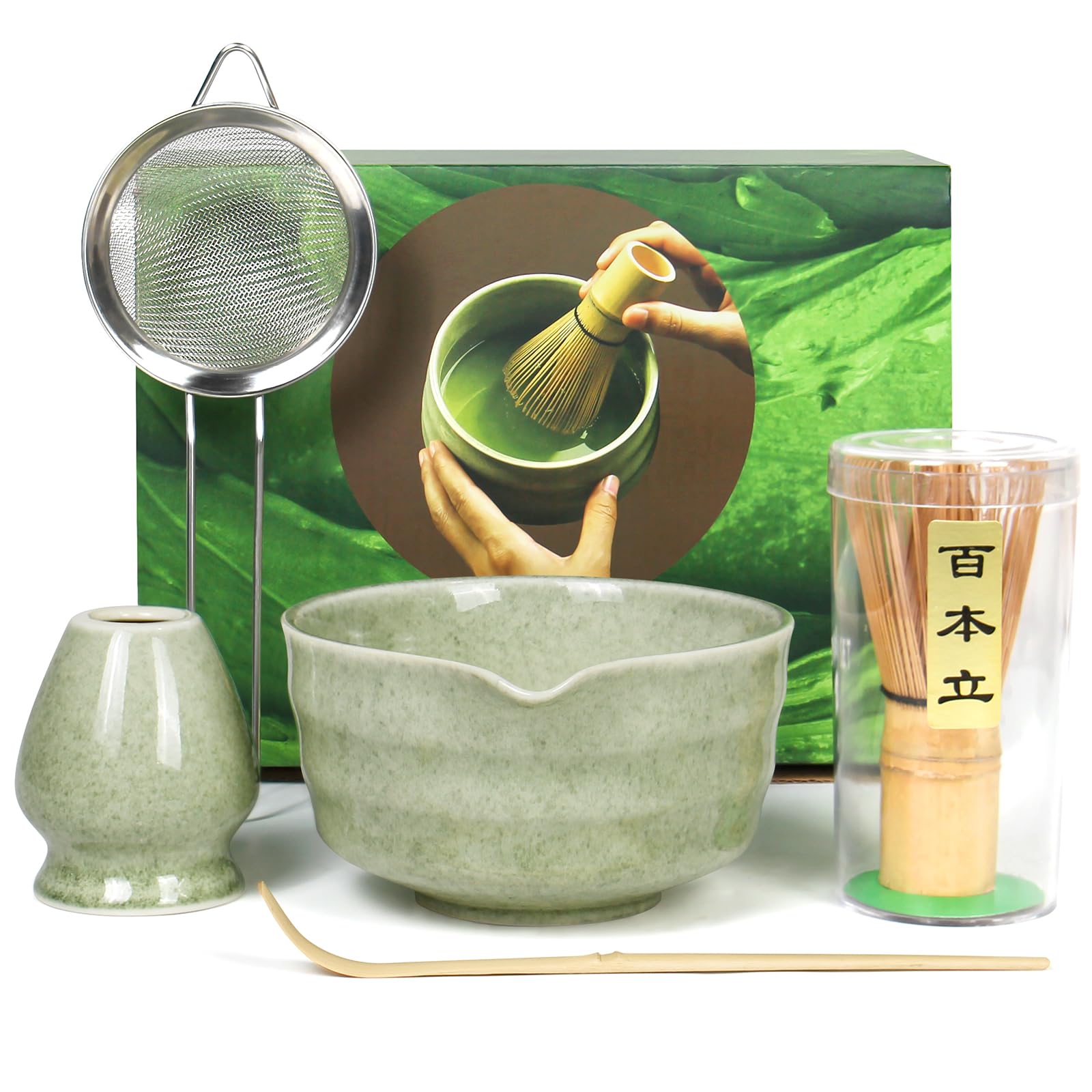 Photo 1 of **MISSING BOWL***Matcha Whisk Set - Premium Complete Ceremonial Grade Matcha Set with Bamboo Whisk, Matcha Bowl with Spout, Scoop, Sifter & Holder - Authentic Japanese Tea Kit for Traditional Tea Preparation