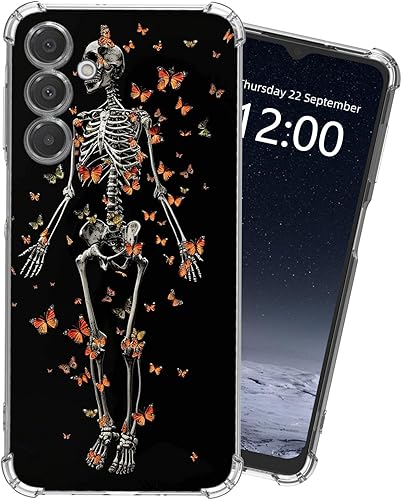 KUJKBFWJ for Samsung Galaxy A15 Clear Case with [Butterfly Skeleton], Non-Yellow