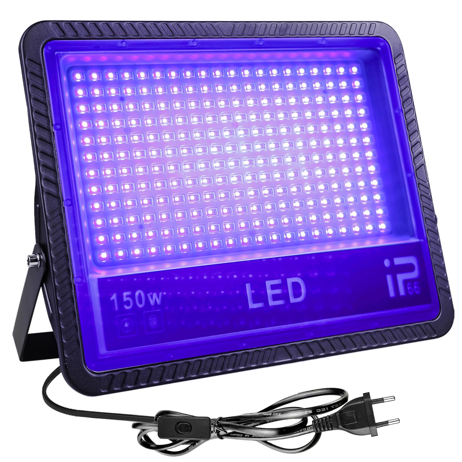 Faretto a LED a luce nera, 1 pezzo 150 W UV luce nera, IP66, lampada UV per feste, Halloween, graffiti, discoteca, eventi all'aperto (285 x 240 x 50 mm)
