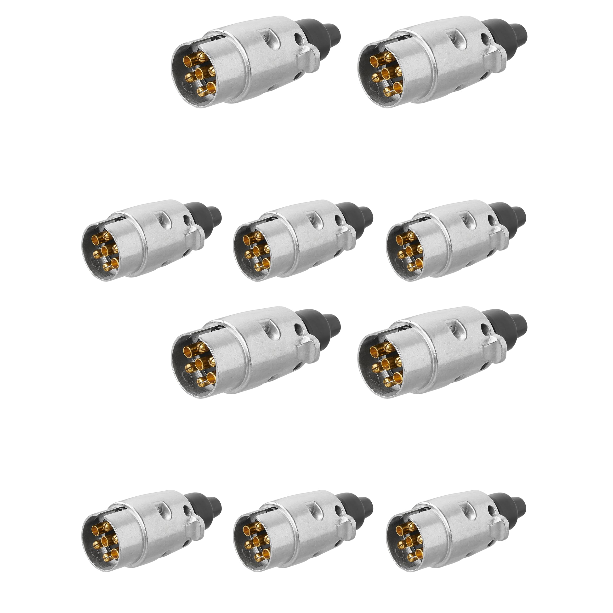 Generisch 10 Stück - 7 poliger Stecker 12V - Metall Gehäuse - Anhänger - PKW - 7 poliger Anschluss