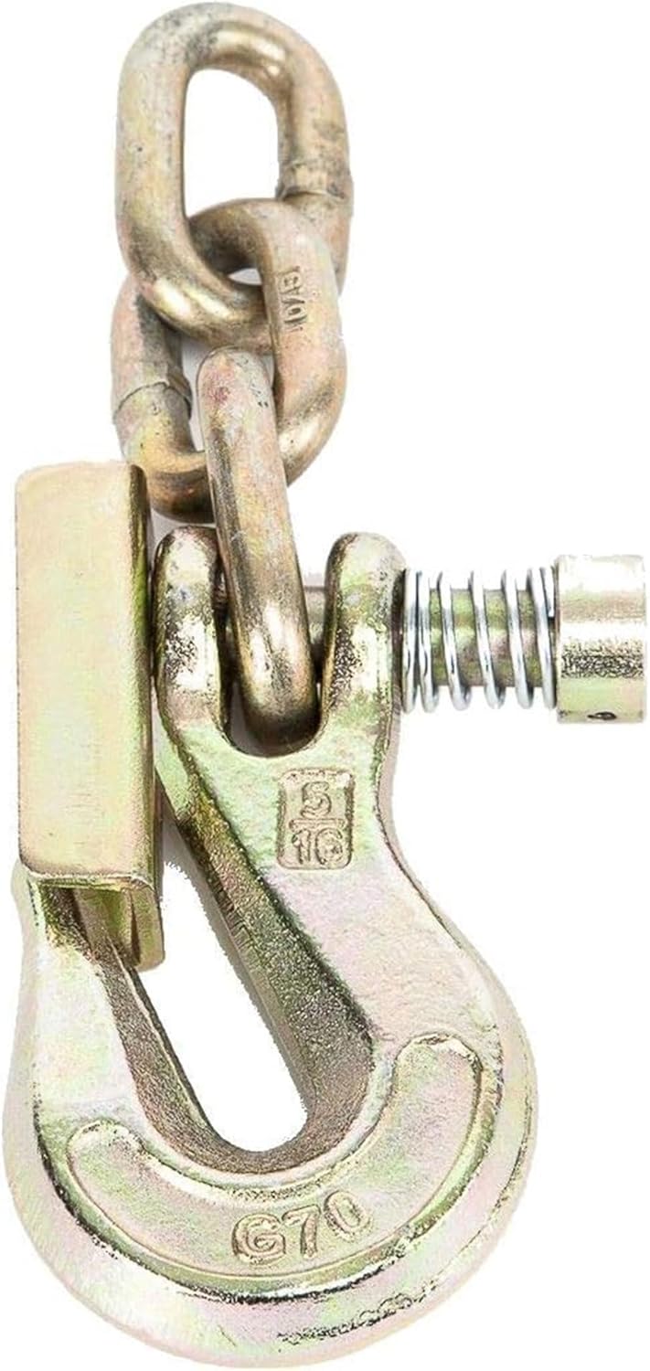 Portable Winch PCA-1282 Grab Hook with Latch - Heavy Duty 12,590 lb Capacity Chain Hook with Safety Latch for Trailer, Towing, Portable Winch Accessories