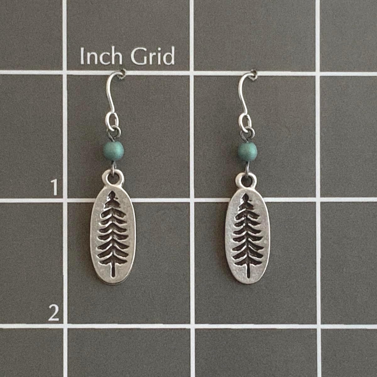Antiqued Silver Pine Tree Dangle Earrings Sterling Silver Earwires Soft Green Matte Beads Boho Nature Mountains Outdoors Camping Woodland Wilderness Evergreen Beaded Jewelry for Women - Image 5