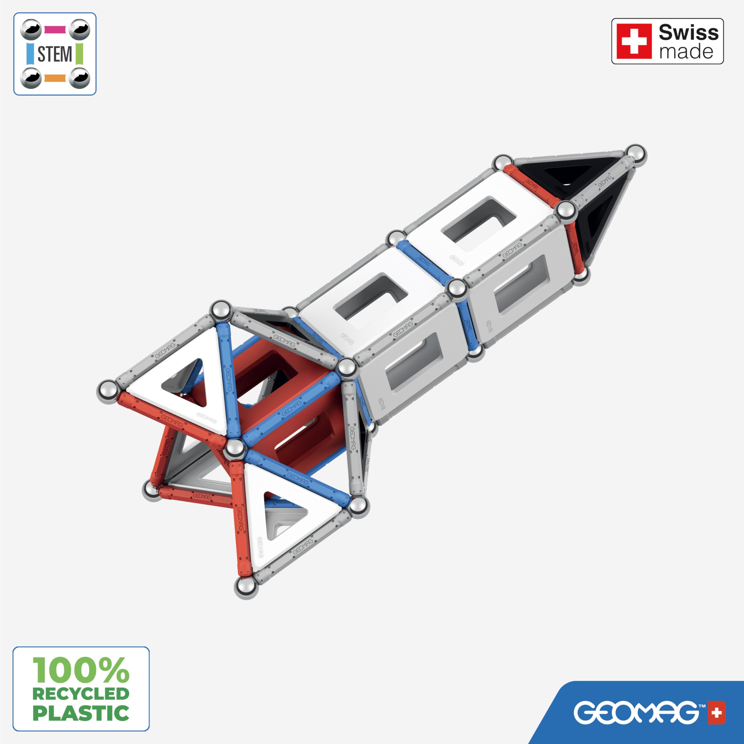 GEOMAG - Classic Panels RE Nasa Shuttle 103 Pz, Costruzioni Magnetiche per Bambini e Ragazzi Geometriche a Tema NASA con Tessere Magnetiche, Giochi Bambini 3 Anni +, Gioco STEM Educativo da Regalare