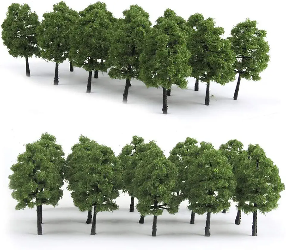 HO Scale Trees, Mystear 50PCS HO OO Scale 1:100 Model Trees 1.4in/3.5cm Train Railroad Park Scenery Architecture Fake Trees for DIY Crafts, Building Model, Landscape
