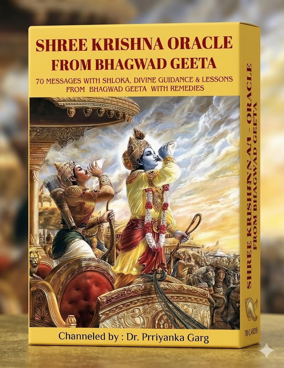 Essencio shop Shree Krishna Bhagwad Gita Oracle Deck with Divine Messages, interpration for Life situations, and Remedies on Cards Set of 70 Cards, 400gsm Thick Colorful Card-image-19