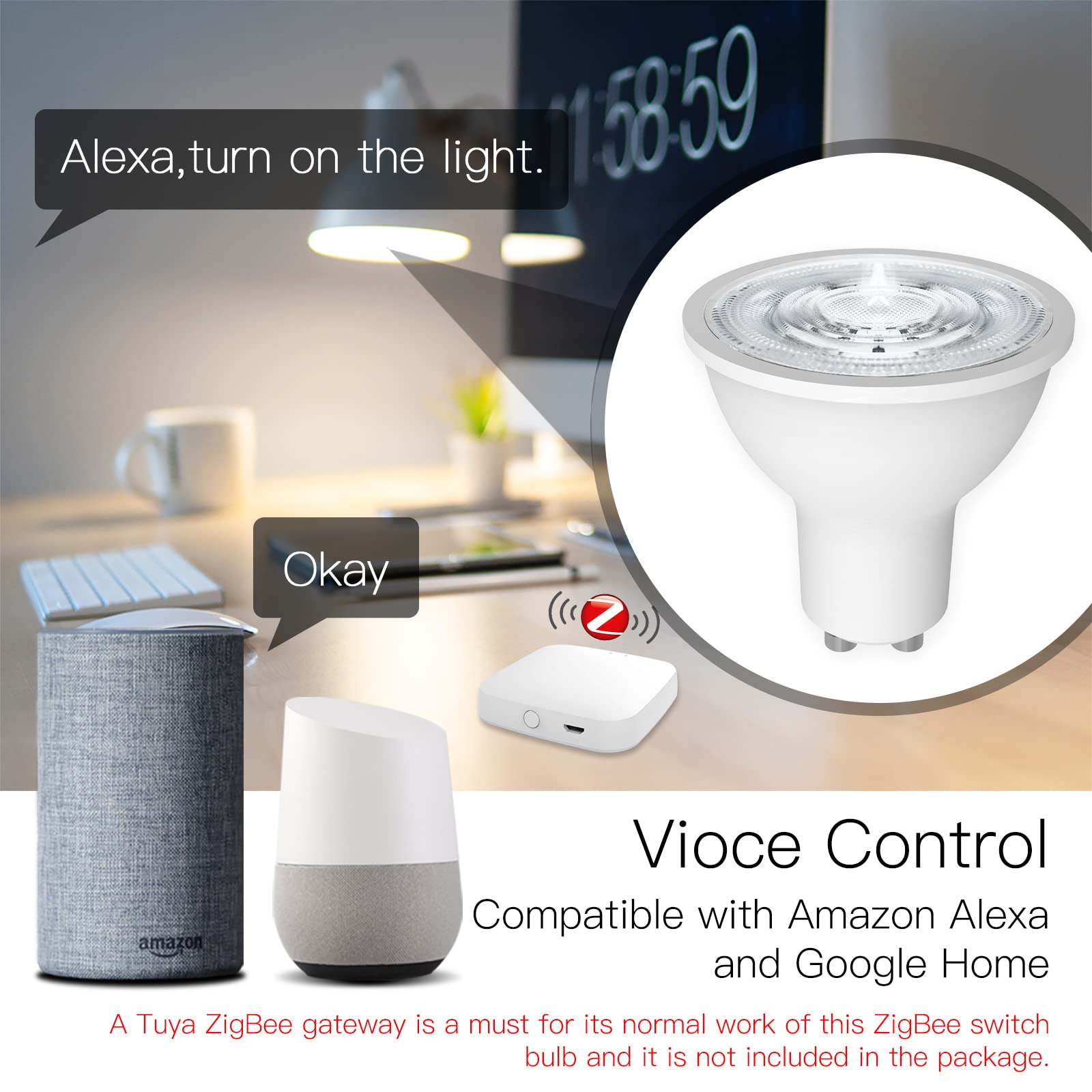 LEDLUX Lámpara LED GU10 ZigBee, Foco LED Inteligente GU10 5W, RGB CCT Regulable, Compatible con Alexa, Compatible con Philips HUE 3.0 (4), SHZ61005