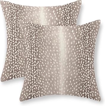 Antelope Print Pillow Covers 16x16 Inches Pack of 2,Brown Animal Skin Print Throw Pillow Covers Boho Modern Abstract Decorative Pillowcase Farmhouse Cushion Cover for Couch Sofa Outdoor Decor