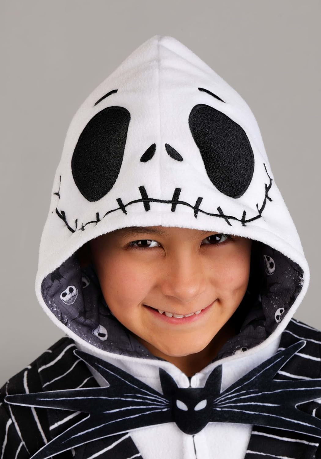 Disney Nightmare Before Christmas Jack Skellington Costume for Kid's - Boy's Character Onesie with Hood & Gloves