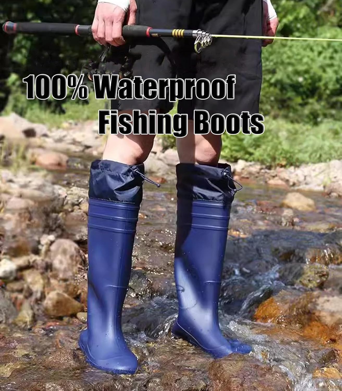 Buty wędkarskie dla kobiet i mężczyzn, spodniobuty, nylonowe, lekkie, z PVC, do nawadniania, polowania na trawę(Navy Blue,5 UK)
