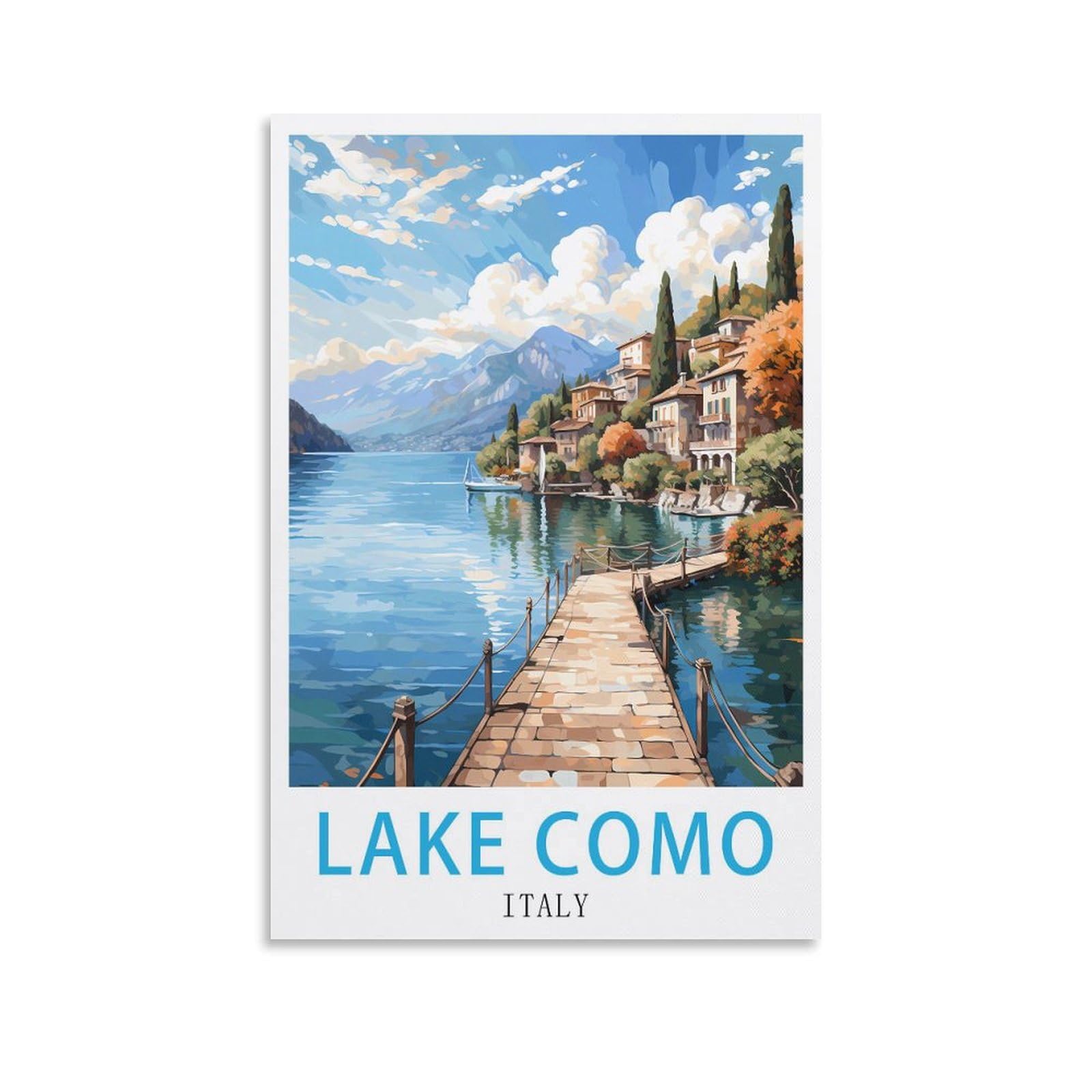 Vintage Metal Tin Sign,Italy Lake Como,Travel Tin Signs Metal Poster Wall Decor Office Cafe Bathroom Badroom 15x30cm