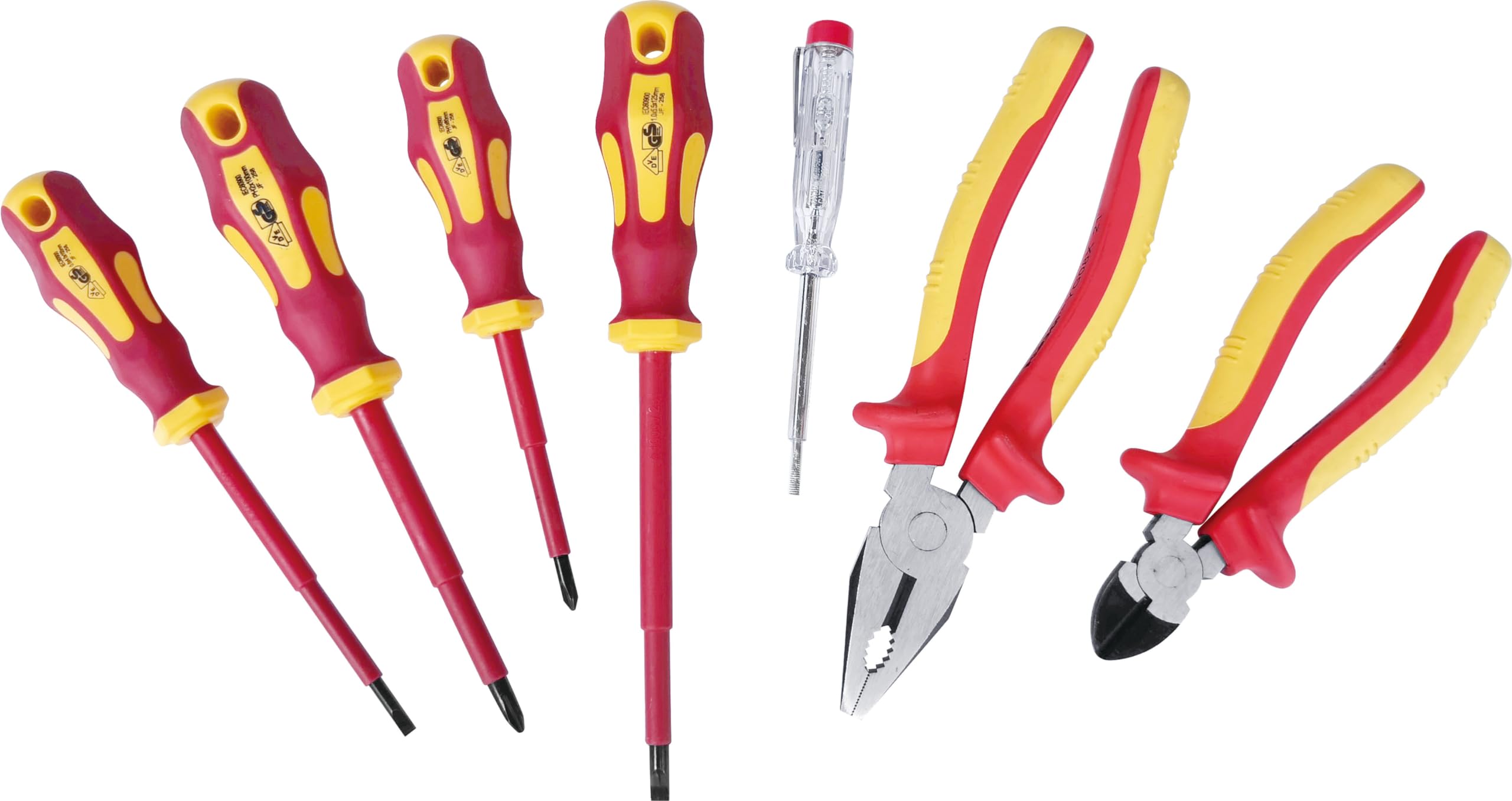 Hilka Red 34688007 7 Pce Vde Electricians Screwdriver & Pliers Set