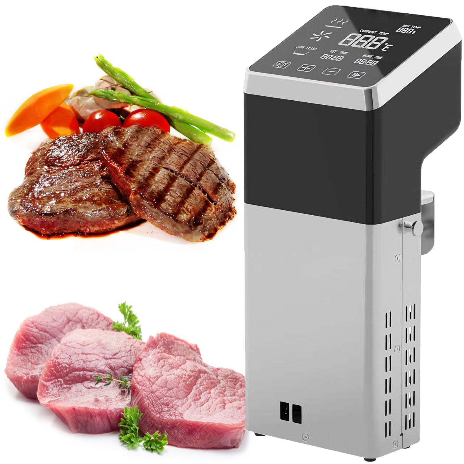 Cuiseur sous Vide à Immersion de 1600 W, avec Thermostat précis e minuterie, Chauffe Rapide, Silencieux, Acier Inoxydable, étanche IPX7, Facile à Ranger, pour Une Utilisation Domestique